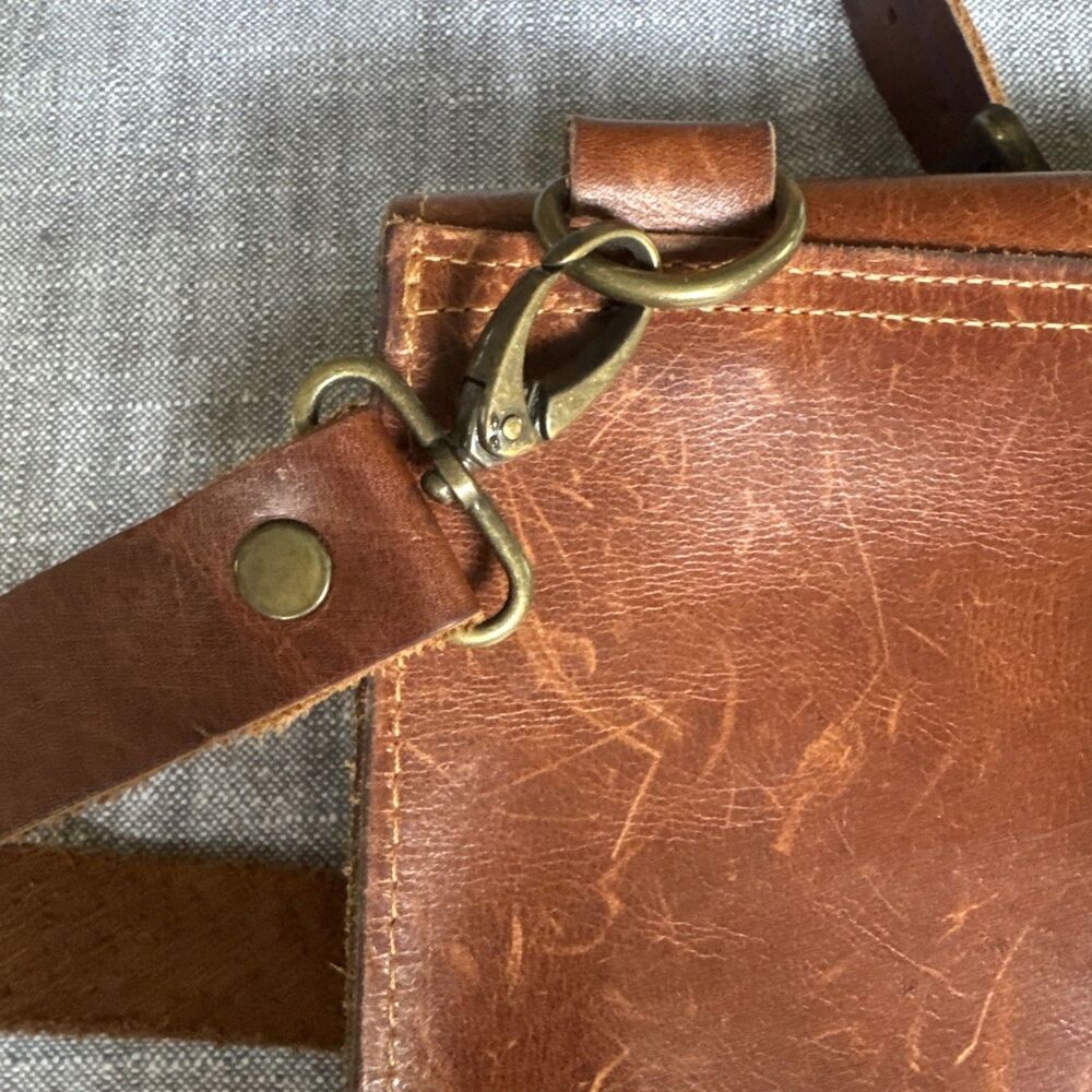 Unbranded Authentic Leather Crossbody Satchel Bag Brown - Picture 8 of 8